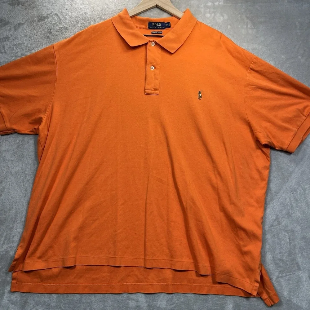 Polo Ralph Lauren Polo Shirt Men 3XB Orange Pima Cotton Short Sleeve